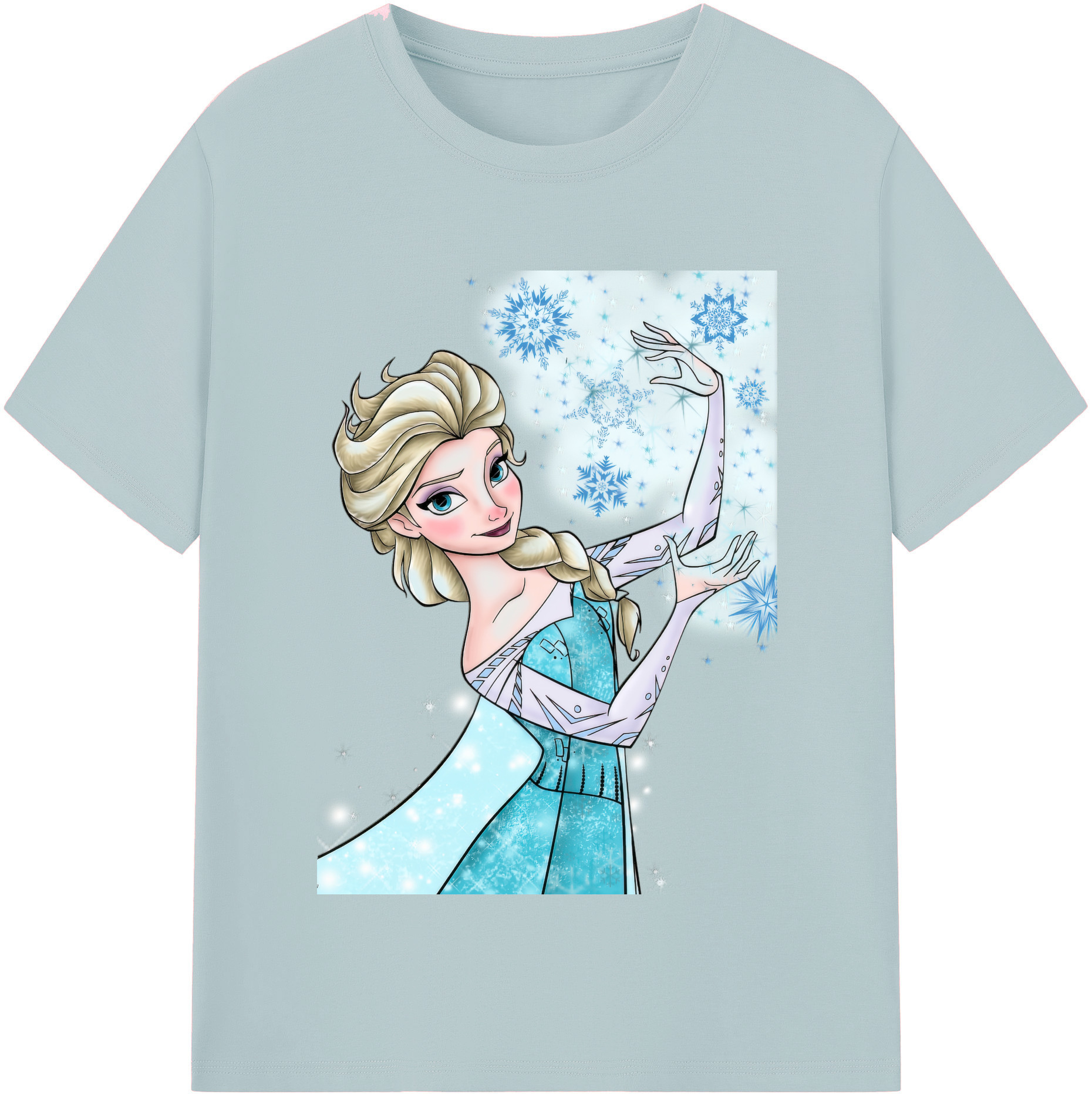 （画像用） アナと雪の女王 アンナ エルサ Frozen Anna Elsa 綿100％半袖Tシャツ（フロントプリント）